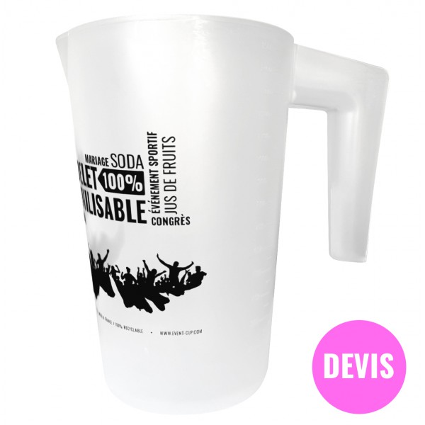 Carafe sans bec verseur 1,6L impression 1 couleur (sur devis)