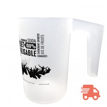 Carafe sans bec verseur 1,1L impression 1 couleur J+6 ouvrés